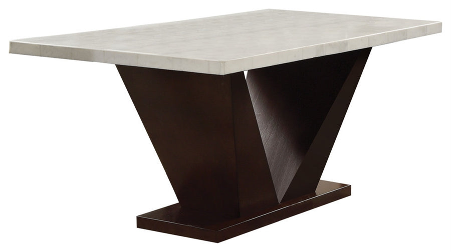 Forbes Dining Table in White Marble & Walnut 72120