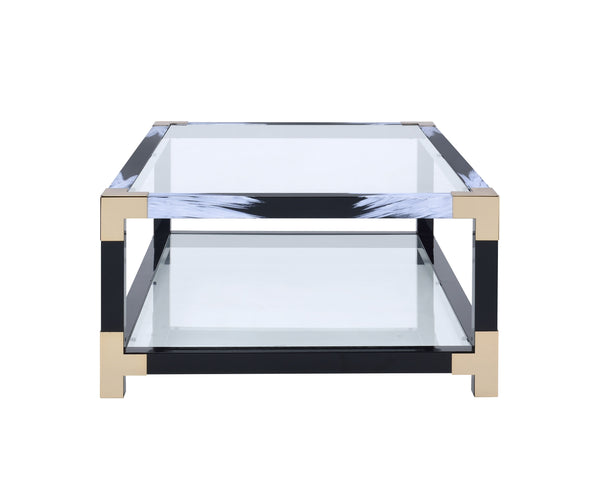 Lafty Coffee Table in White Brushed & Clear Glass 81000