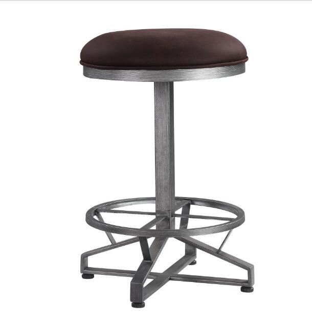 Evangeline Counter Height Stool, Rustic Brown Fabric  Black Finish 73902