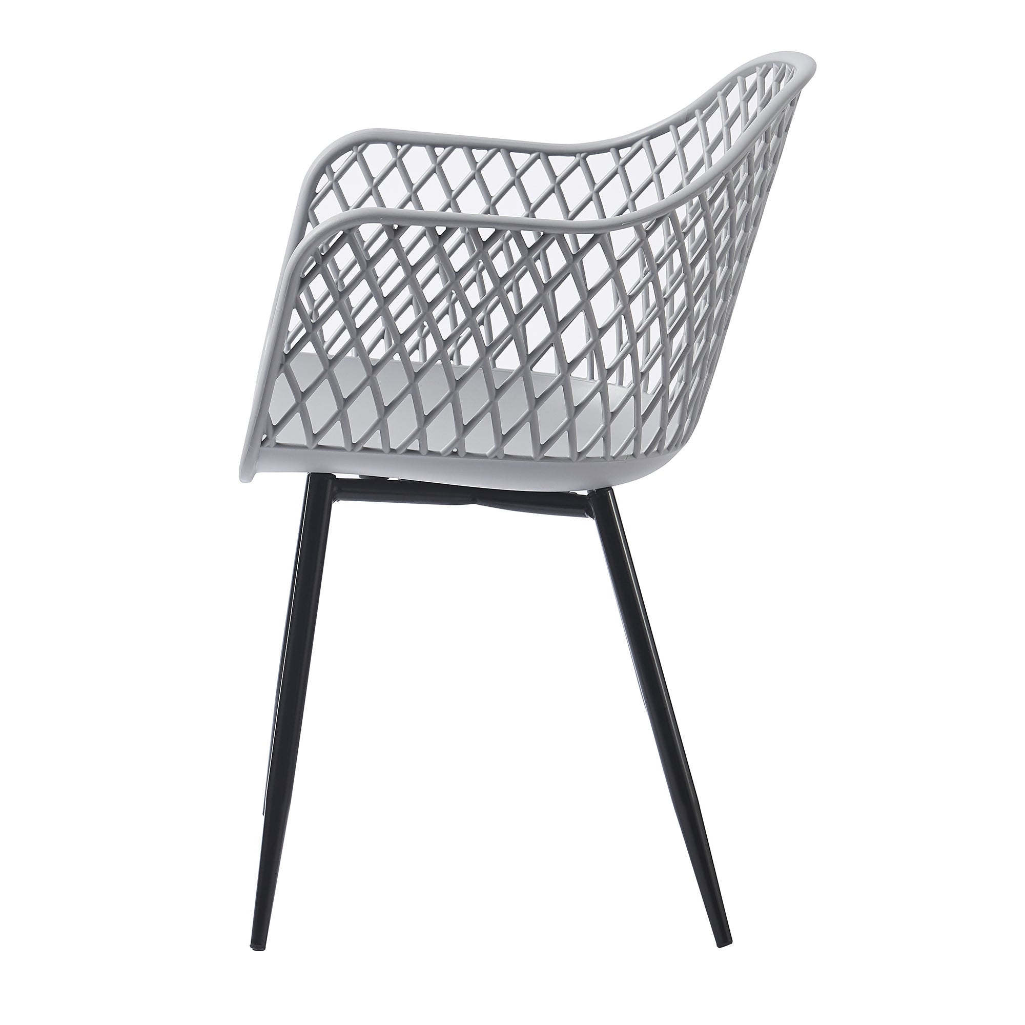 Plastic dining chair for dining room, outdoor plastic chair （set of 2 Gray）