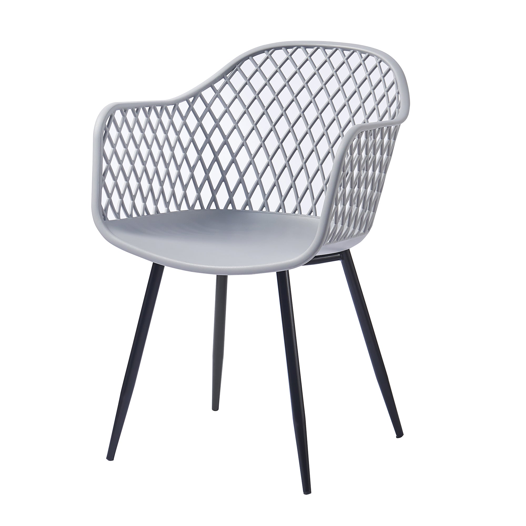 Plastic dining chair for dining room, outdoor plastic chair （set of 2 Gray）