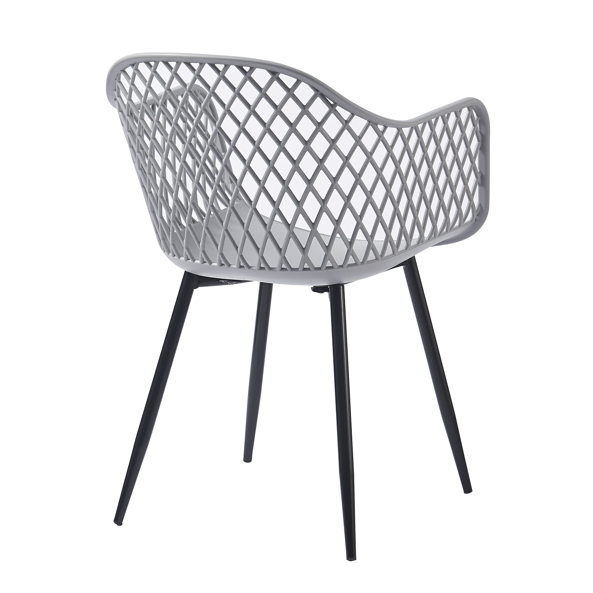 Plastic dining chair for dining room, outdoor plastic chair （set of 2 Gray）