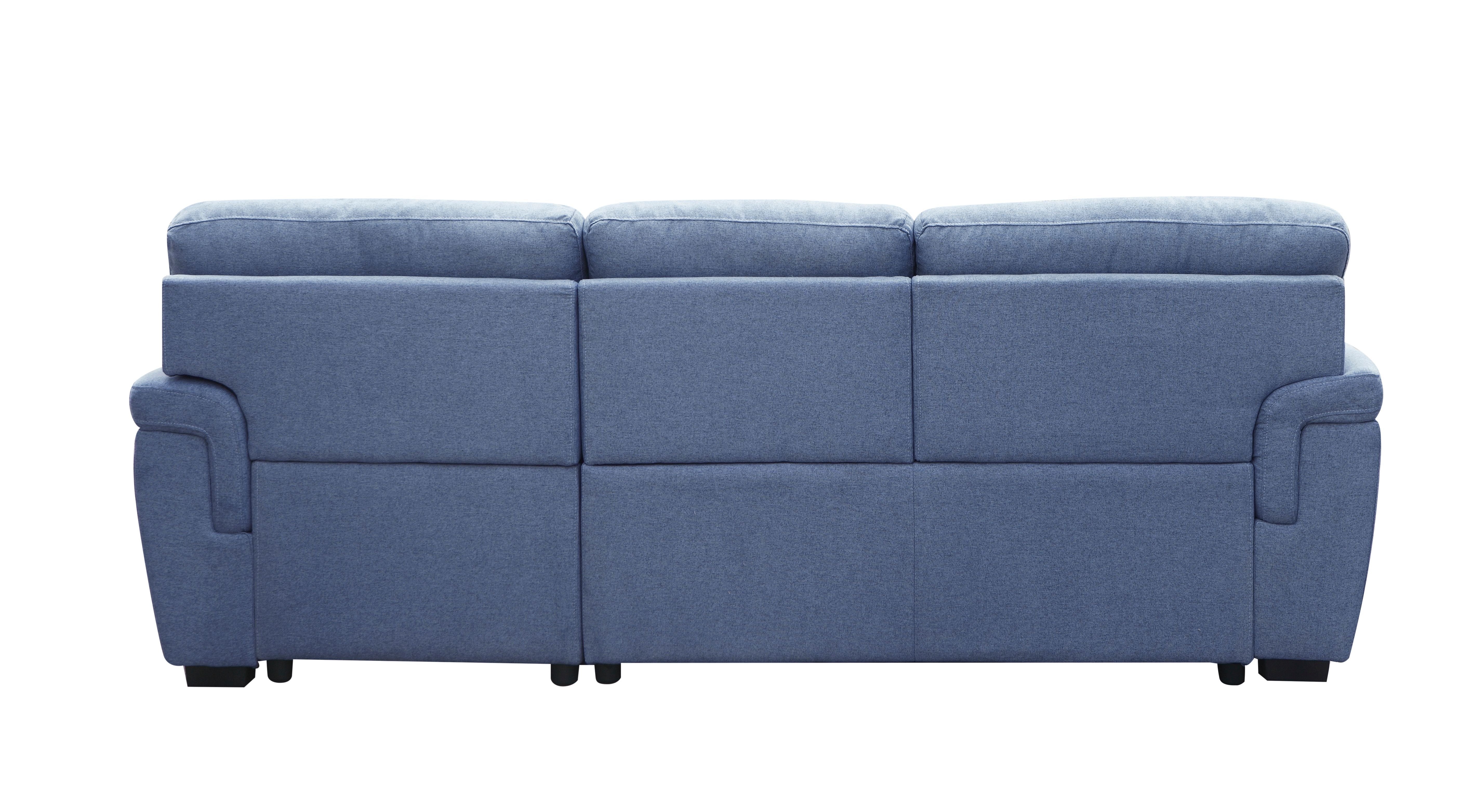 Noemi Reversible Storage Sleeper Sectional Sofa, Blue Fabric 55540