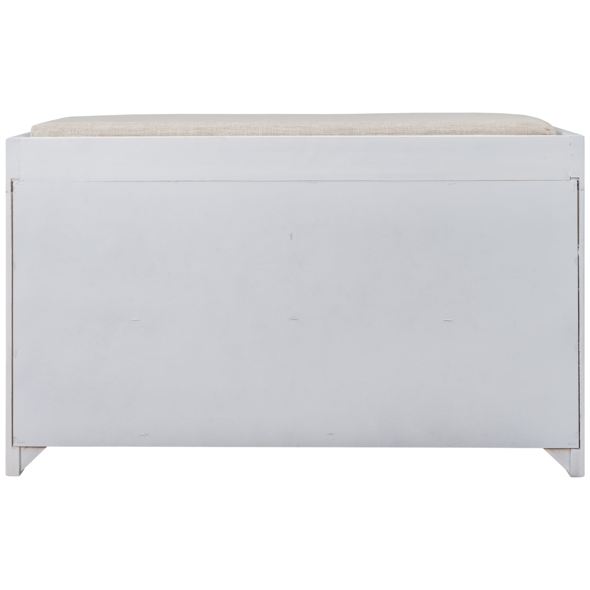 Storage Bench with Removable Basket and 2 Drawers, Fully Assembled Shoe Bench with Removable Cushion (White)