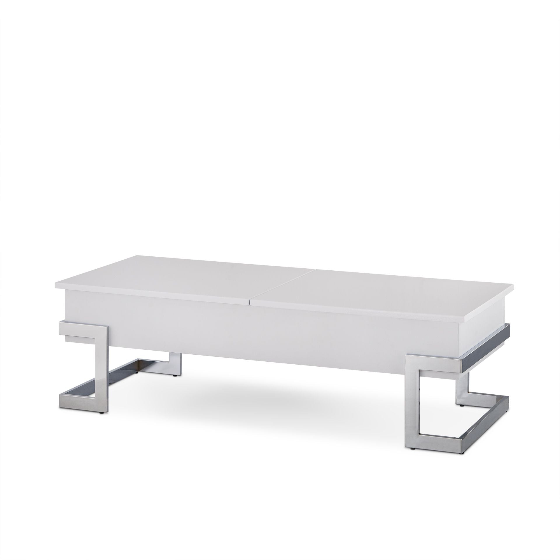 Calnan Coffee Table in White  Chrome 81850