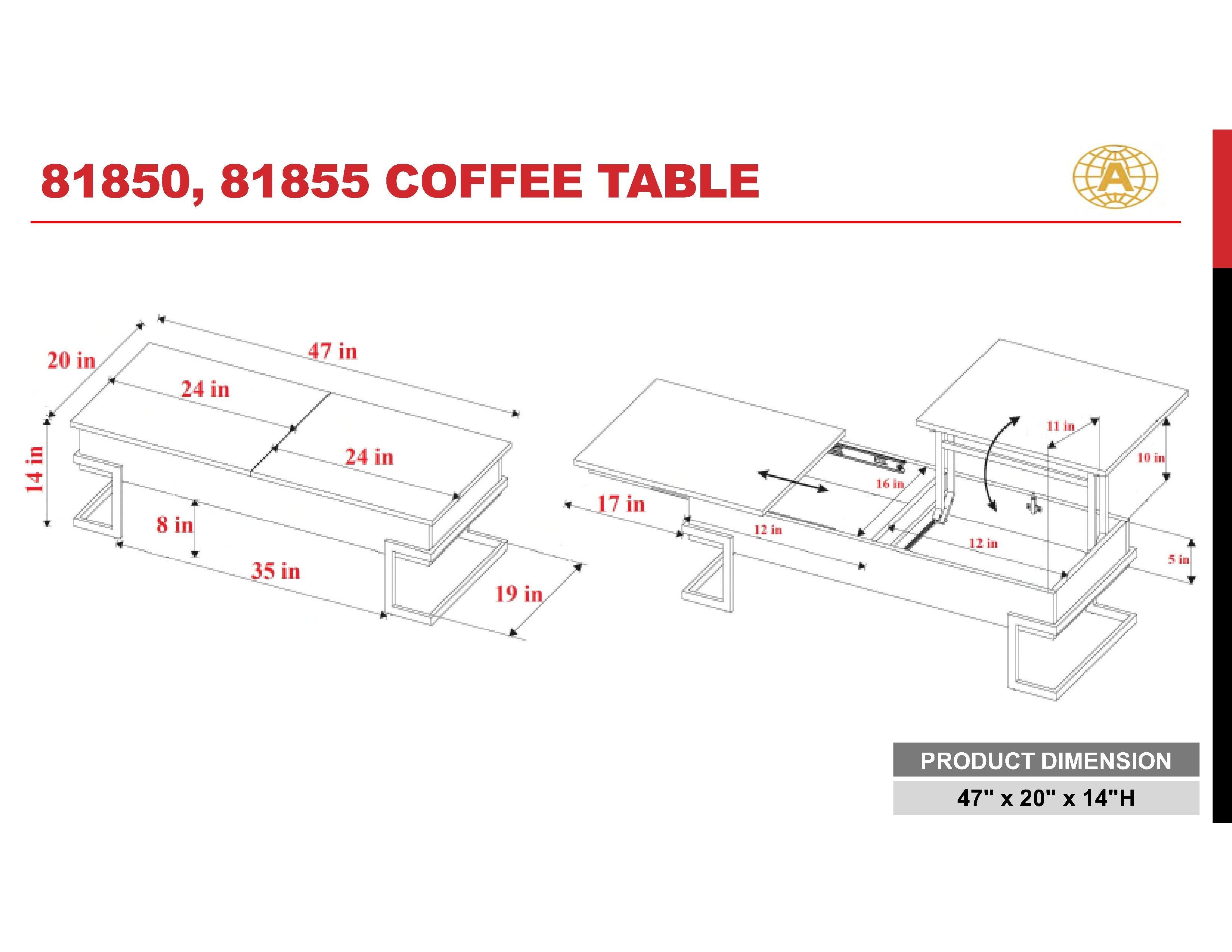 Calnan Coffee Table in White  Chrome 81850