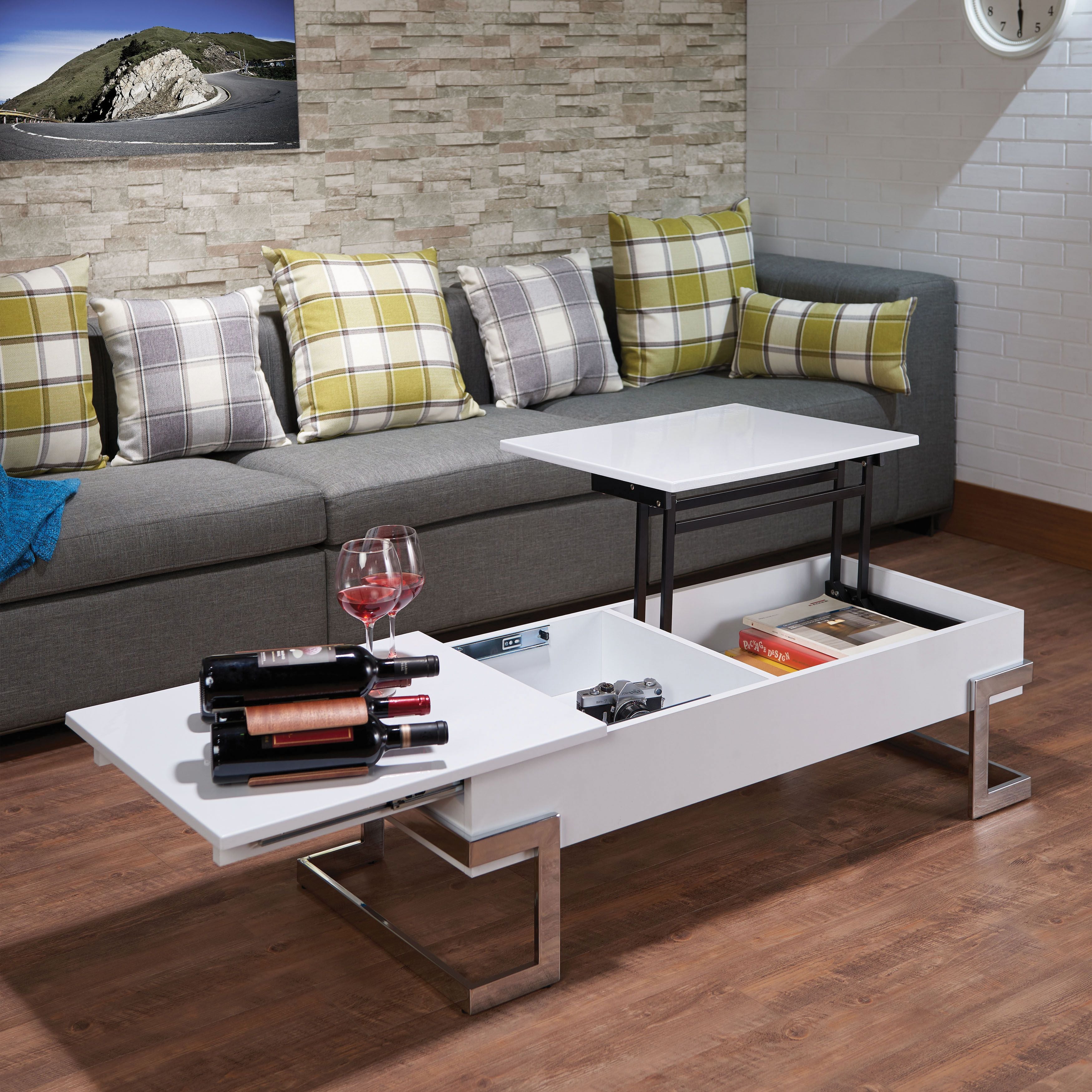 Calnan Coffee Table in White  Chrome 81850