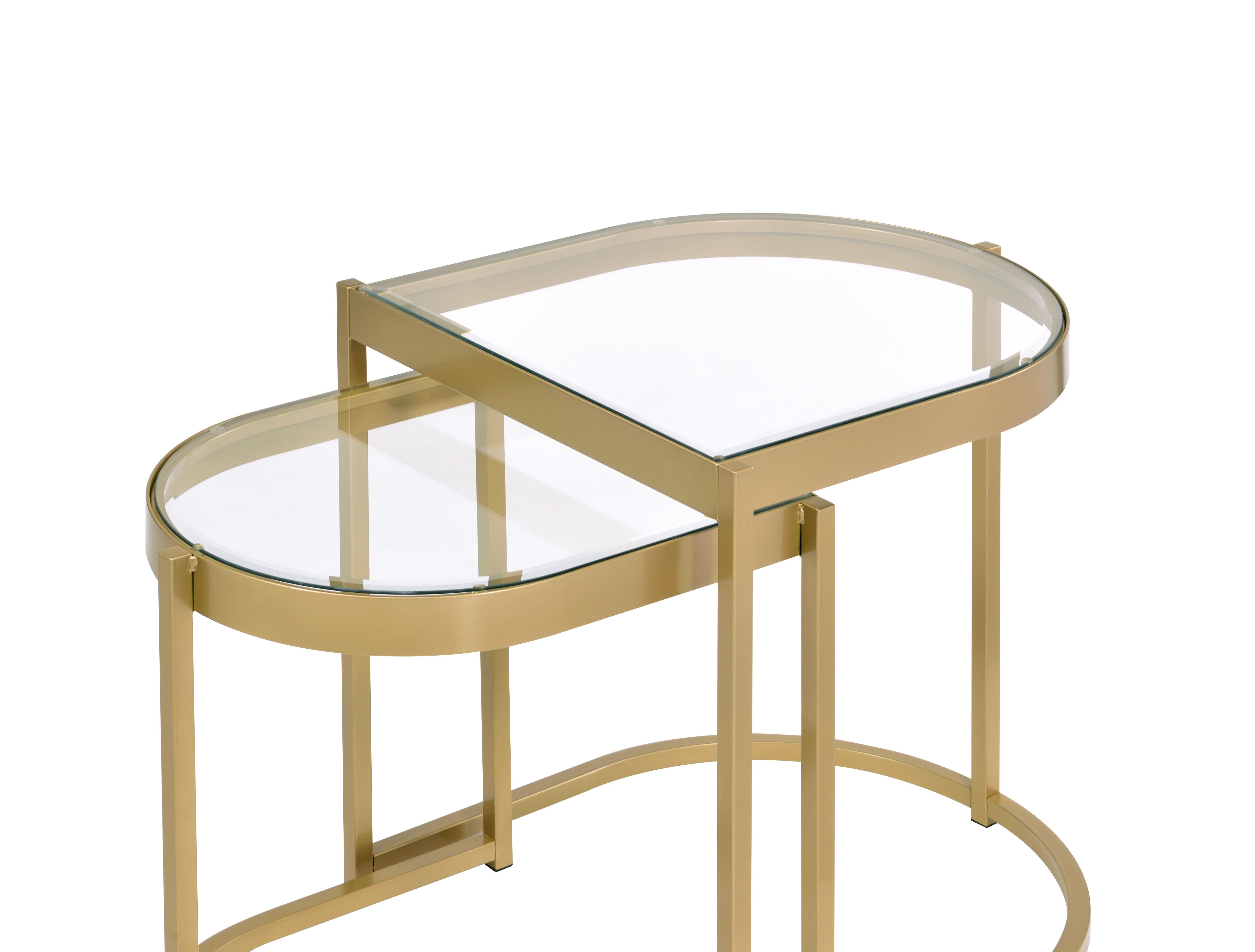 Timbul Nesting Table, Clear Glass  Gold Finish 82340