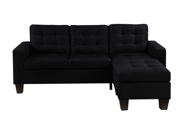 Earsom Sofa and Ottoman, Black Linen 56660