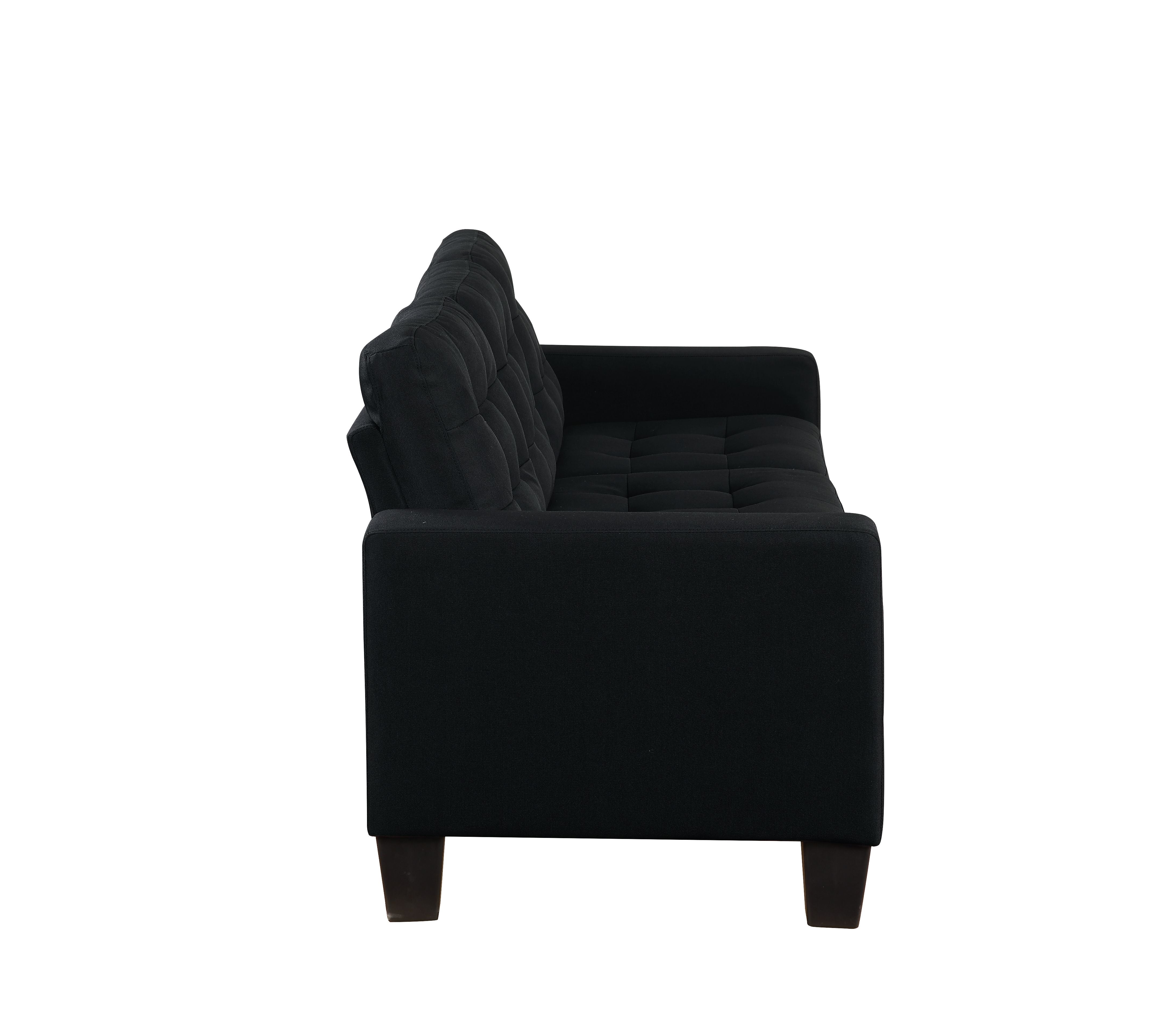 Earsom Sofa and Ottoman, Black Linen 56660