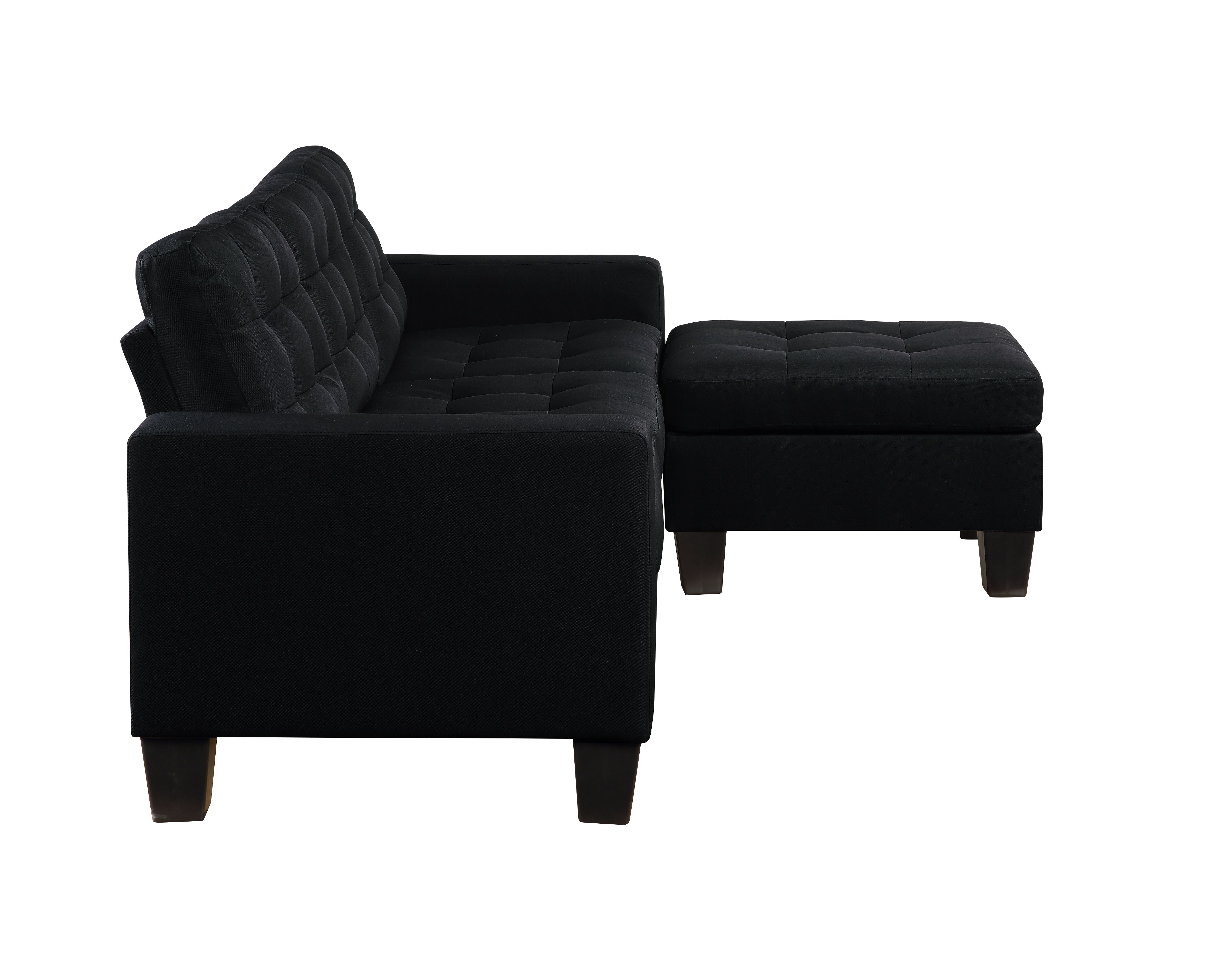 Earsom Sofa and Ottoman, Black Linen 56660