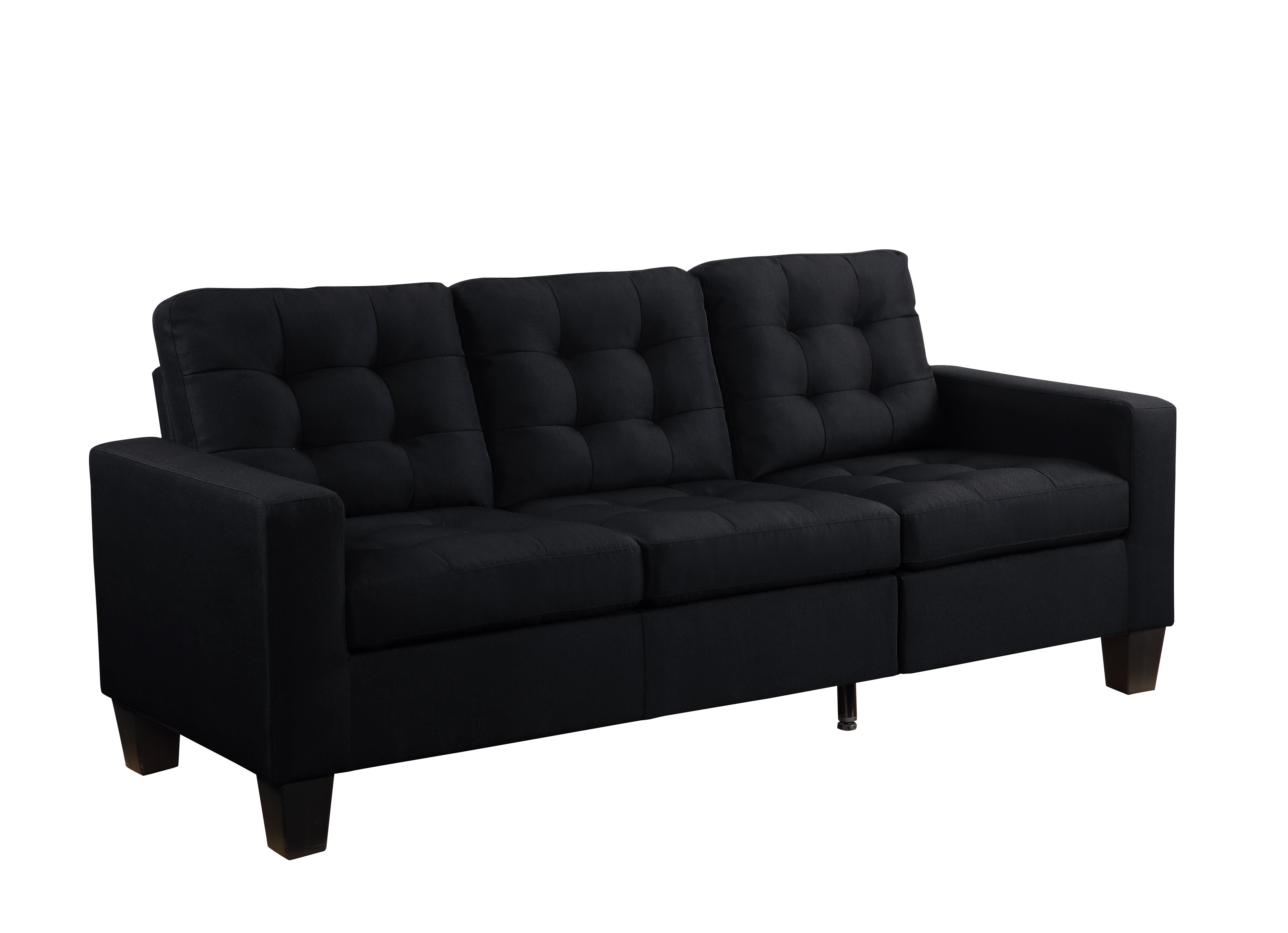 Earsom Sofa and Ottoman, Black Linen 56660