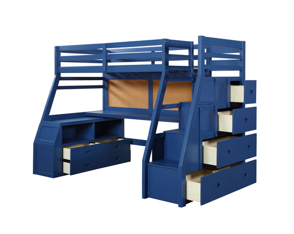 Jason II Storage Twin Loft Bed (1Set/4Ctn), Navy Blue 37455