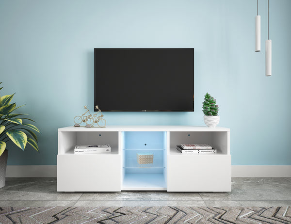 Modern Minimalist TV Cabinet Living Room with 20 colors LED Lights,TV Stand Entertainment Center (White) Modern High-Gloss LED TV Cabinet, Simpleness Creative Furniture TV Cabinet