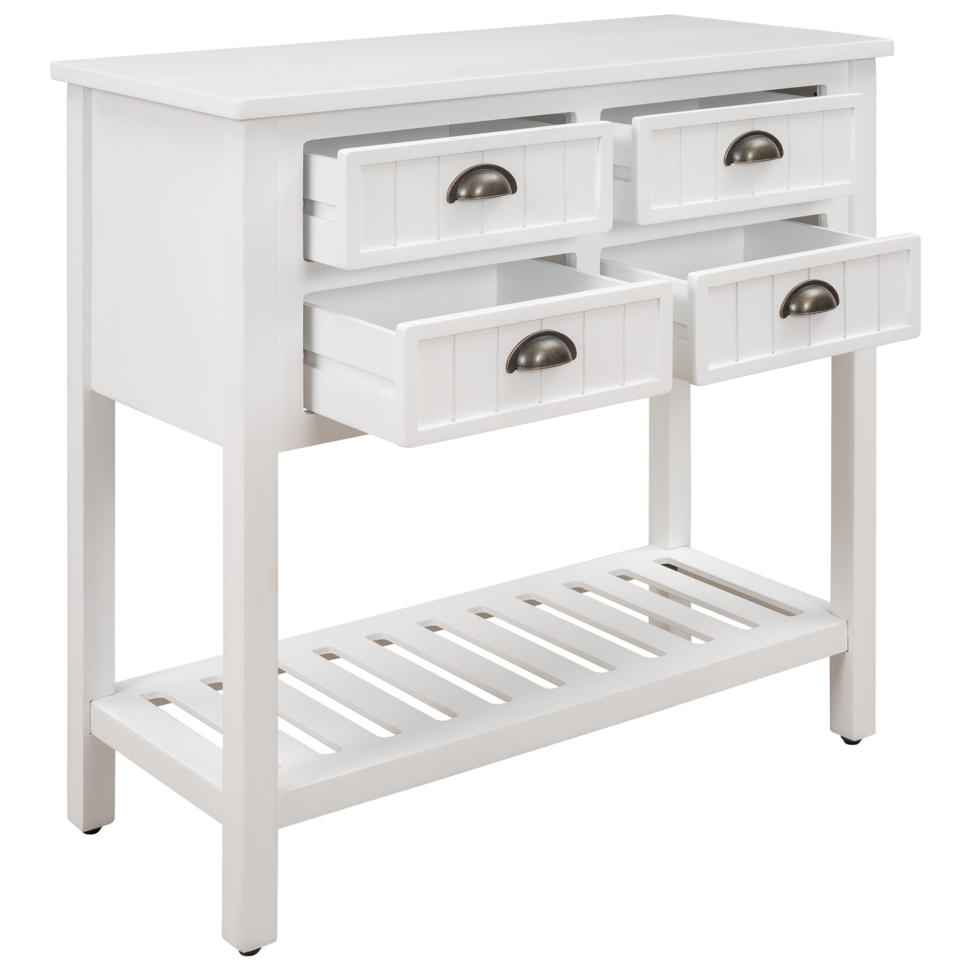 Cambridge Series Buffet Sideboard Console Table with Bottom Shelf (White)