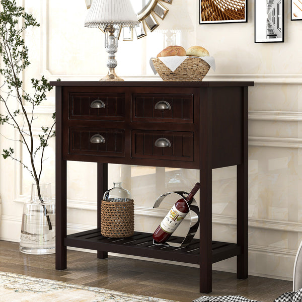 Cambridge Series Buffet Sideboard Console Table with Bottom Shelf (Espresso)