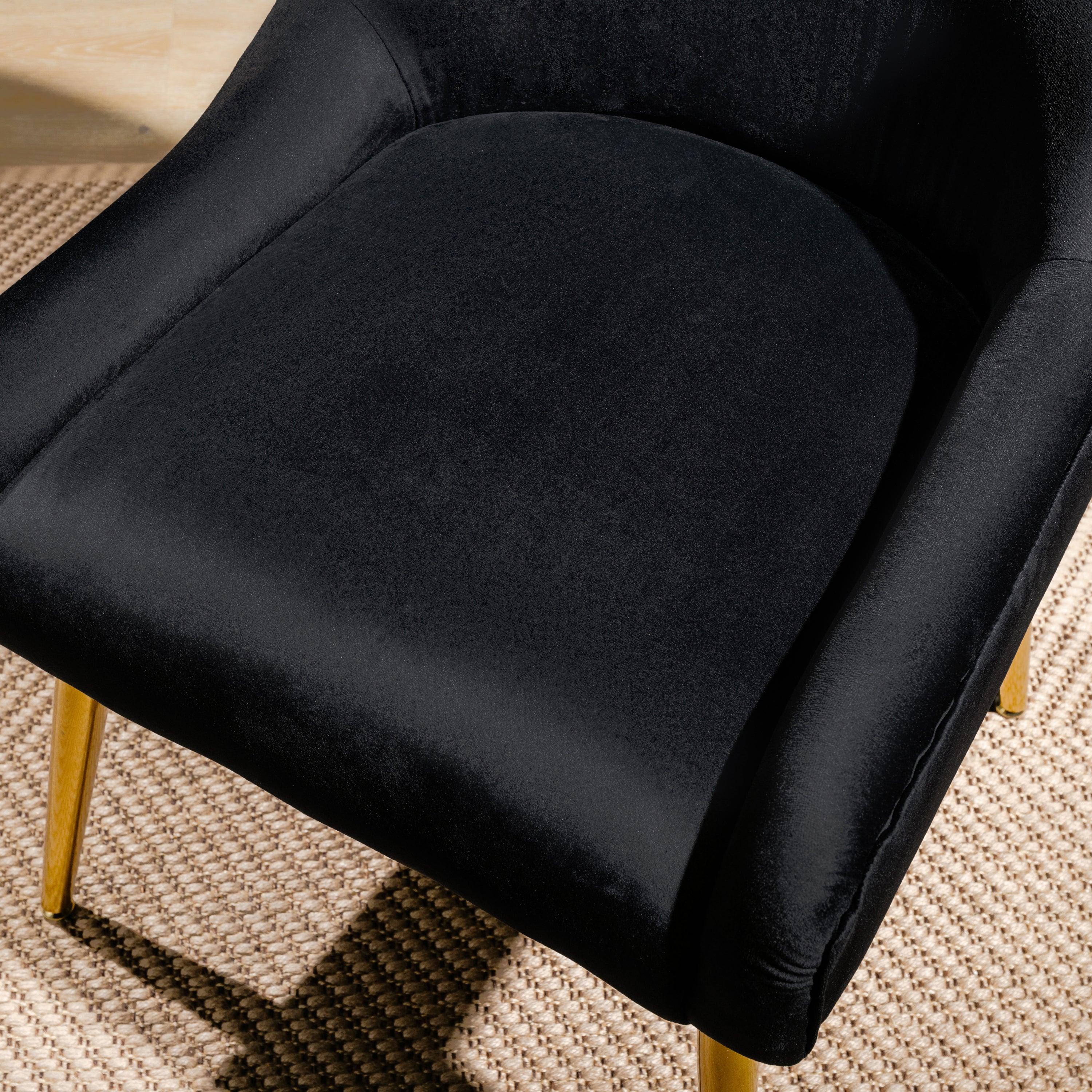 Modern Velvet Wide Accent Chair Side Chair with Swoop Arm Metal Legs for Club Bedroom Living Room Meeting Room Office Study, Black