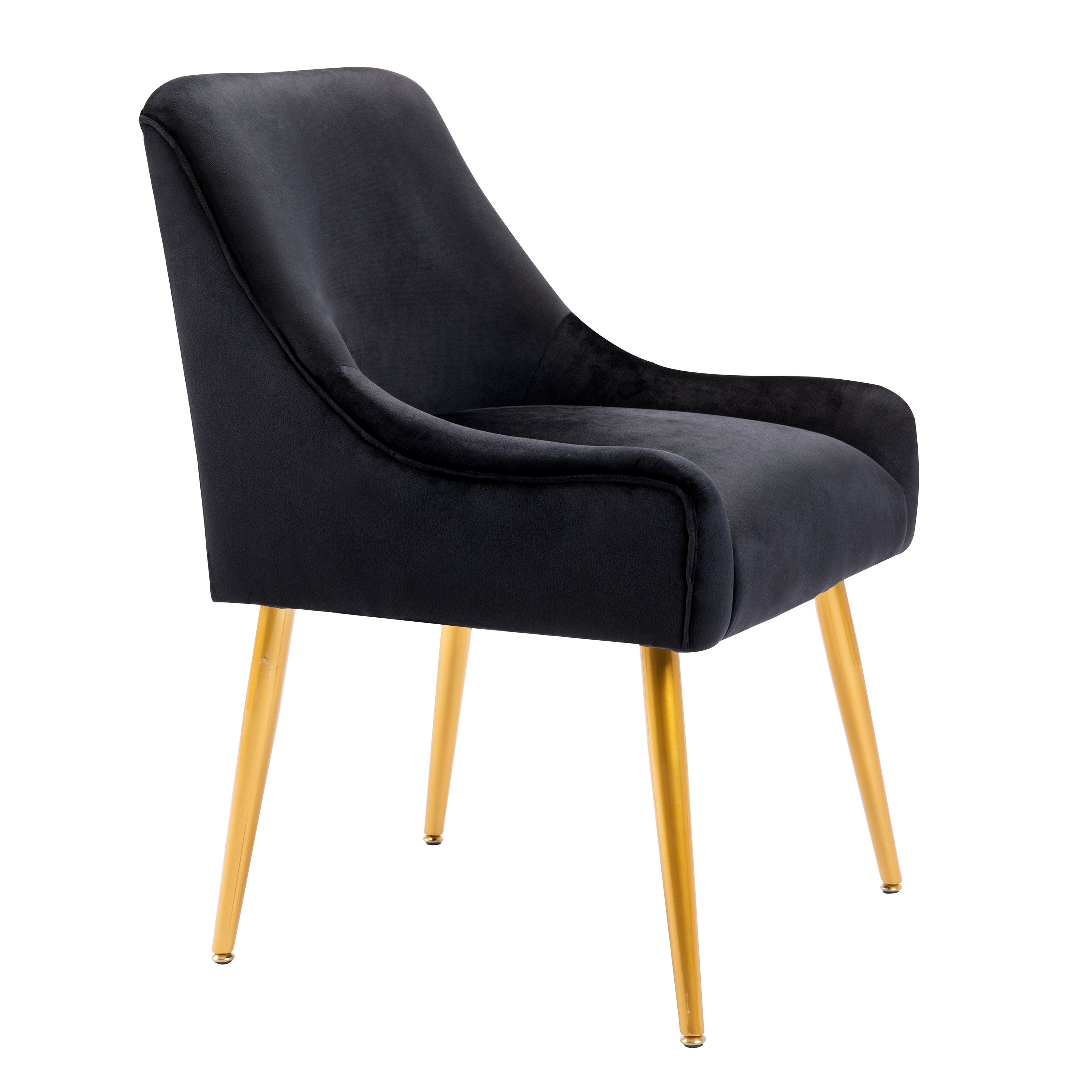 Modern Velvet Wide Accent Chair Side Chair with Swoop Arm Metal Legs for Club Bedroom Living Room Meeting Room Office Study, Black