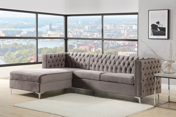 Sullivan Sectional Sofa, Gray Velvet 55495