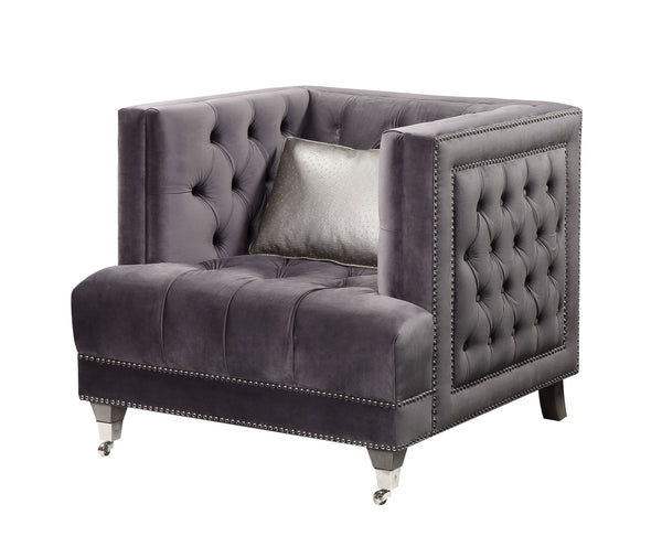 Hegio Chair w/1 Pillow, Gray Velvet 55267