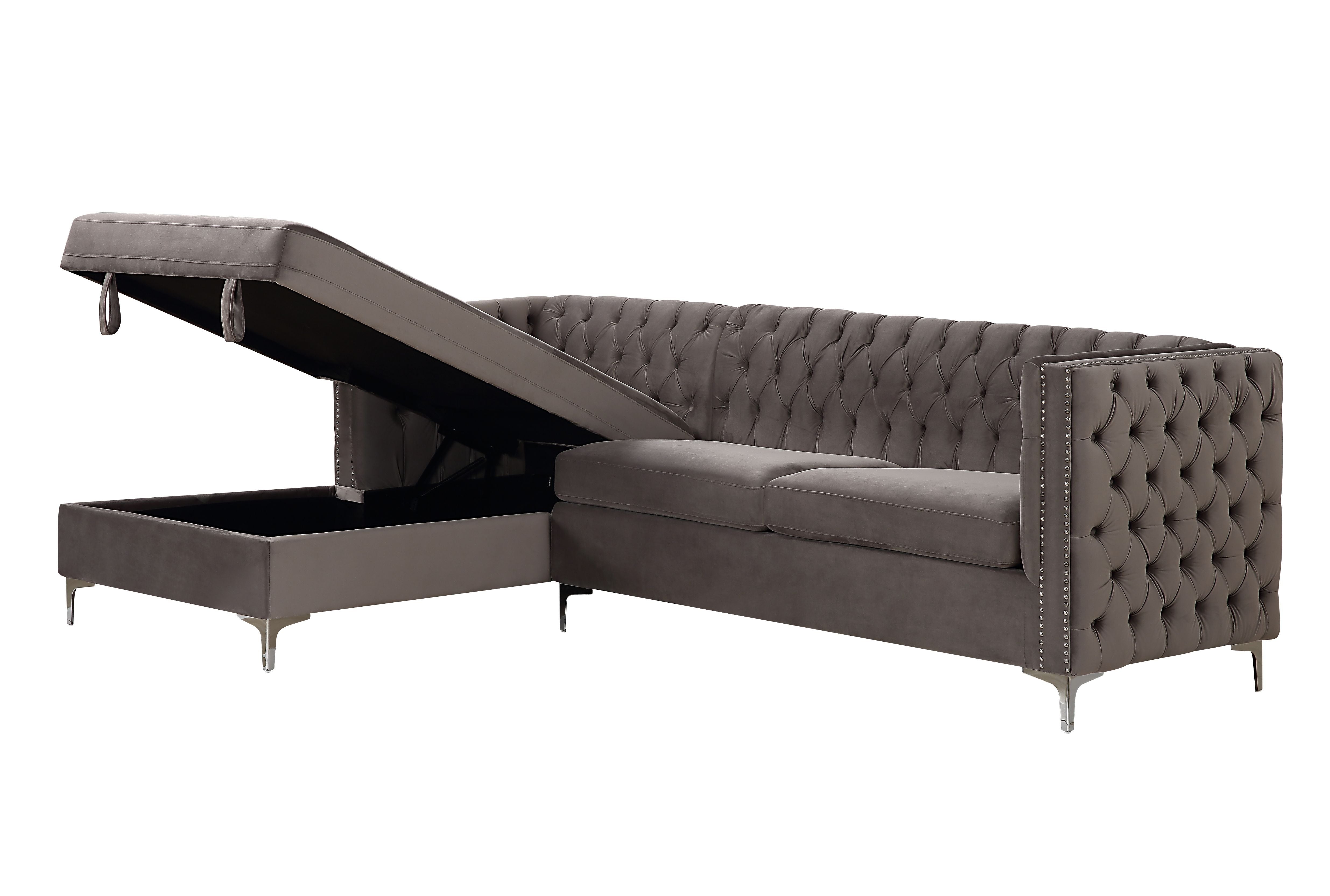 Sullivan Sectional Sofa, Gray Velvet 55495