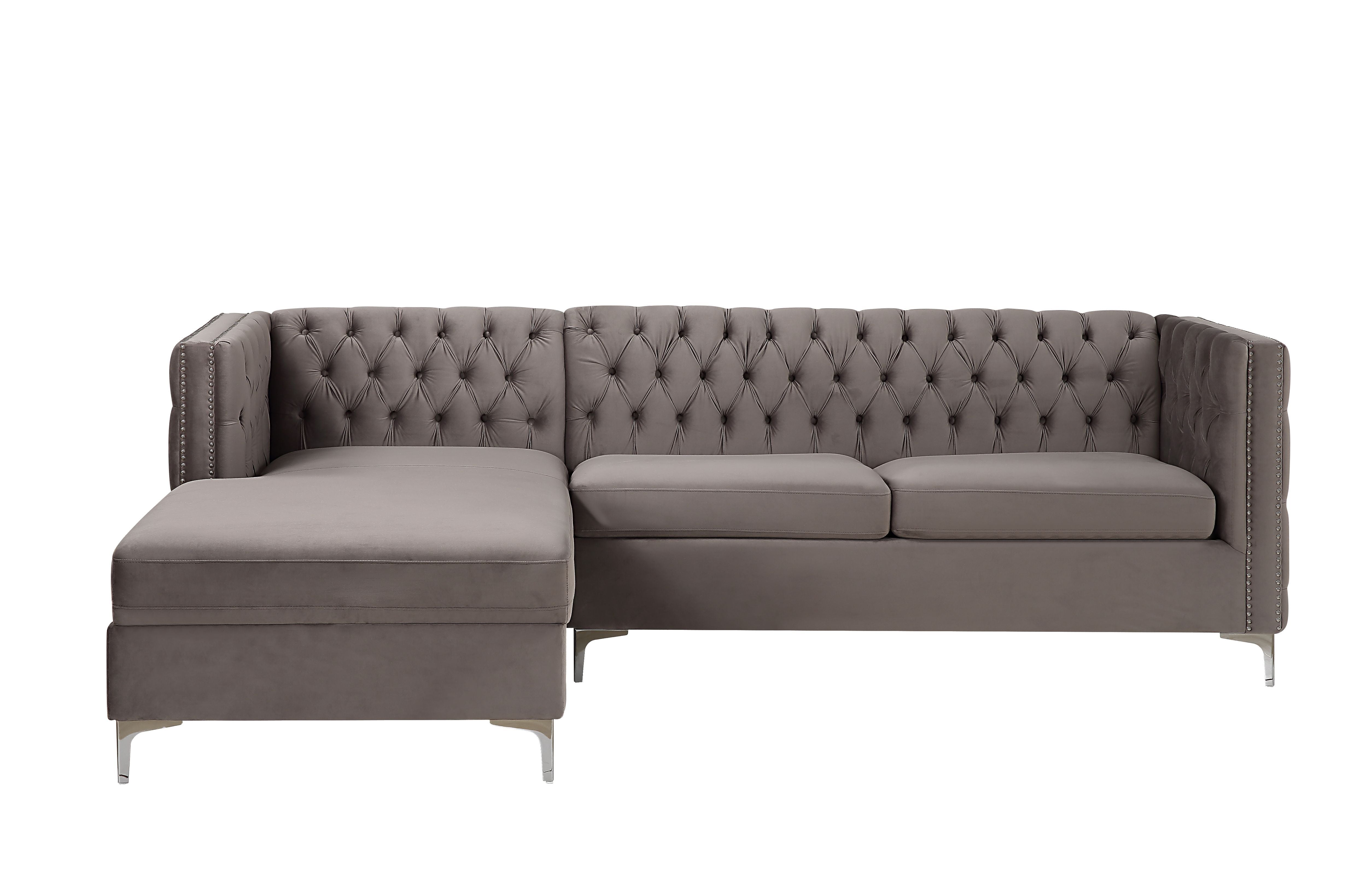 Sullivan Sectional Sofa, Gray Velvet 55495