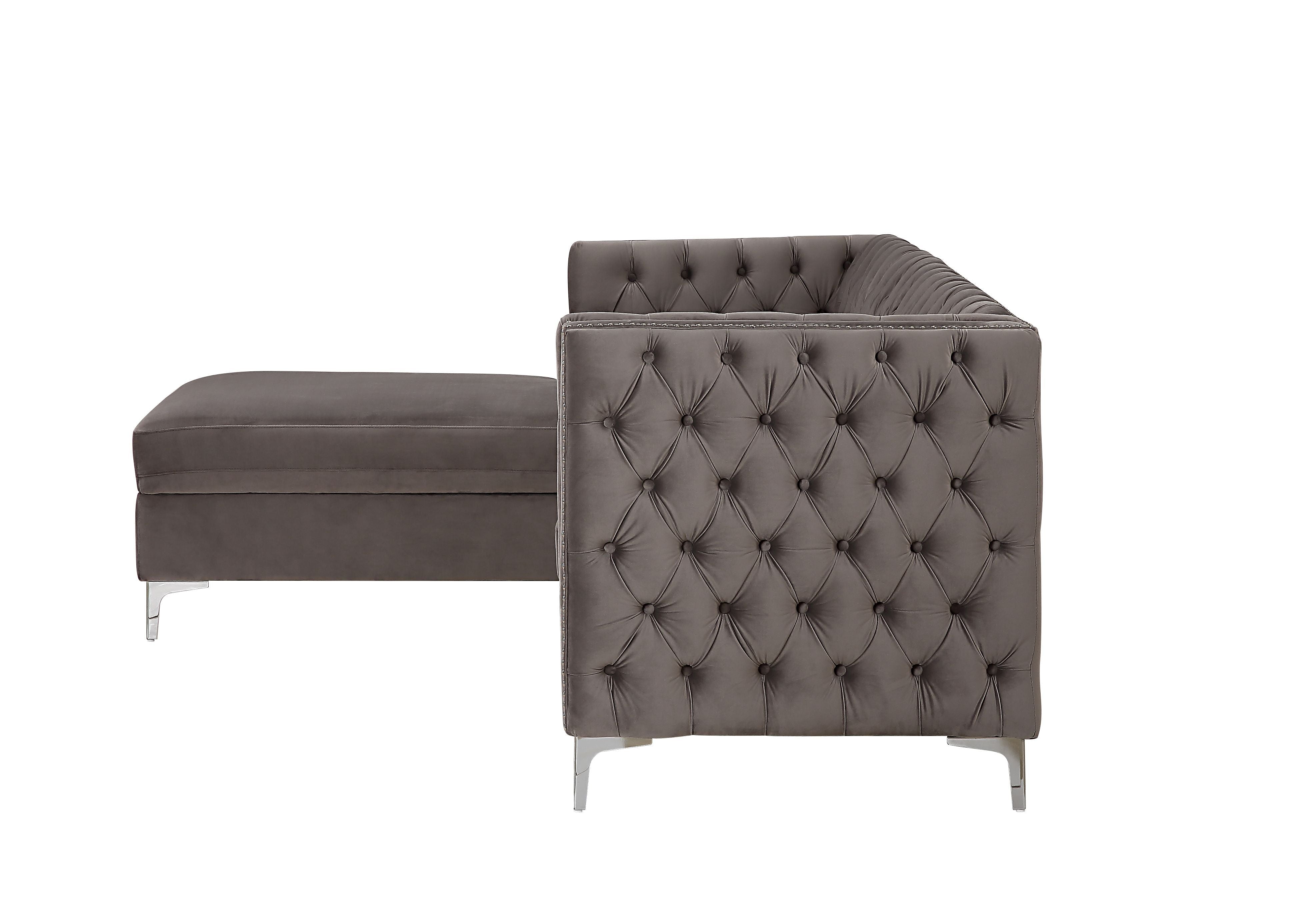 Sullivan Sectional Sofa, Gray Velvet 55495