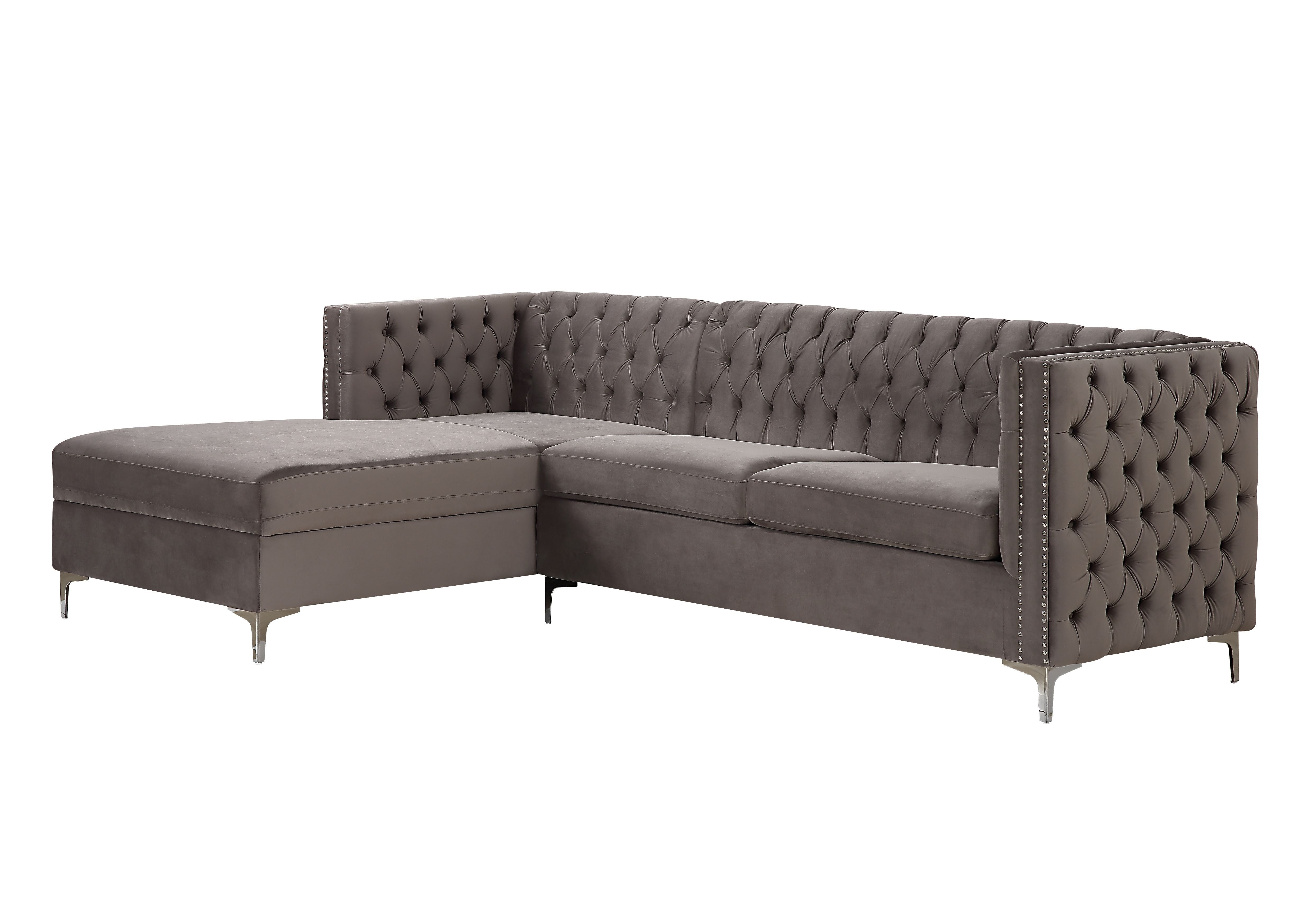 Sullivan Sectional Sofa, Gray Velvet 55495