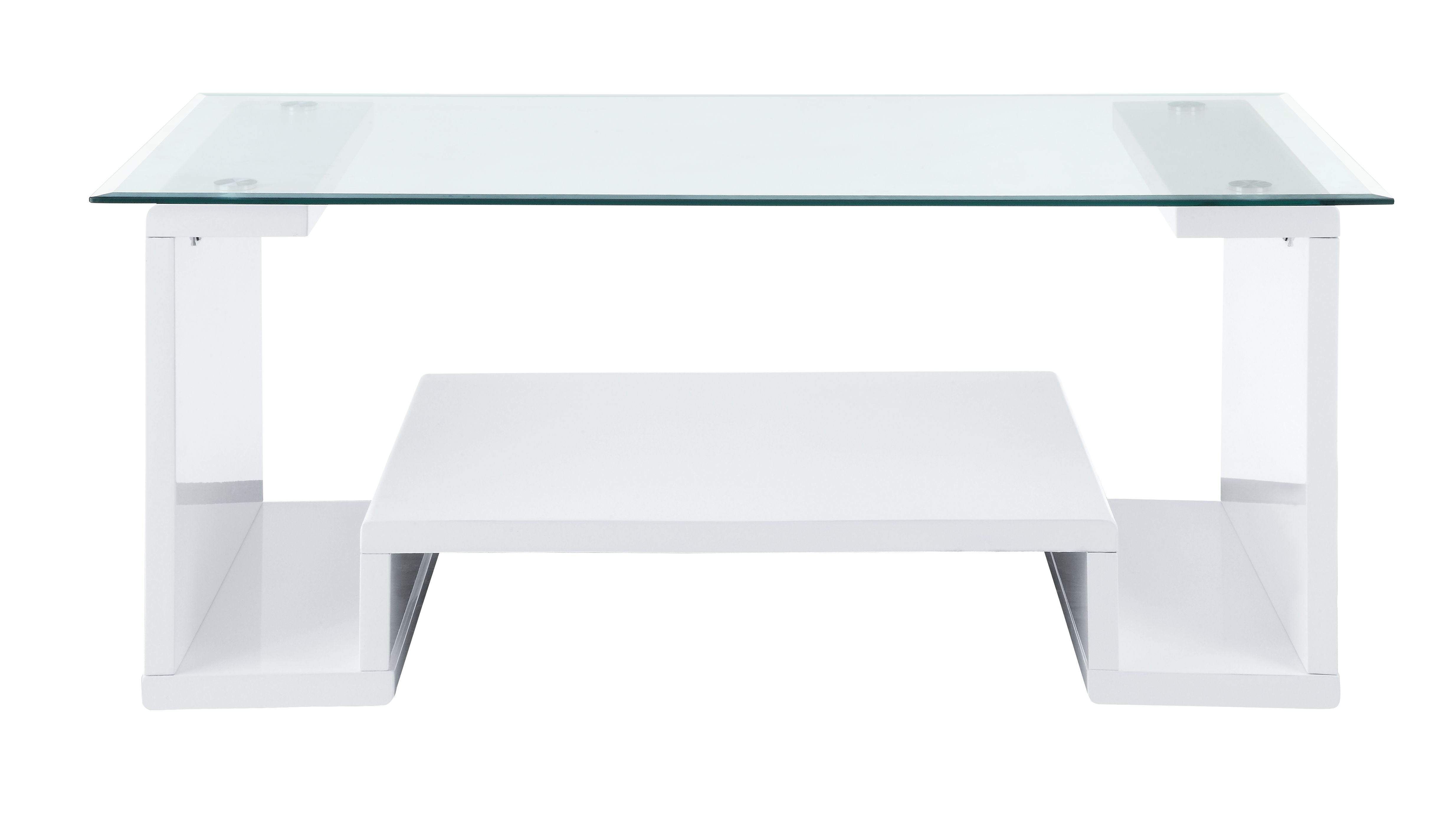 Nevaeh Coffee Table, Clear Glass  White High Gloss Finish 82360