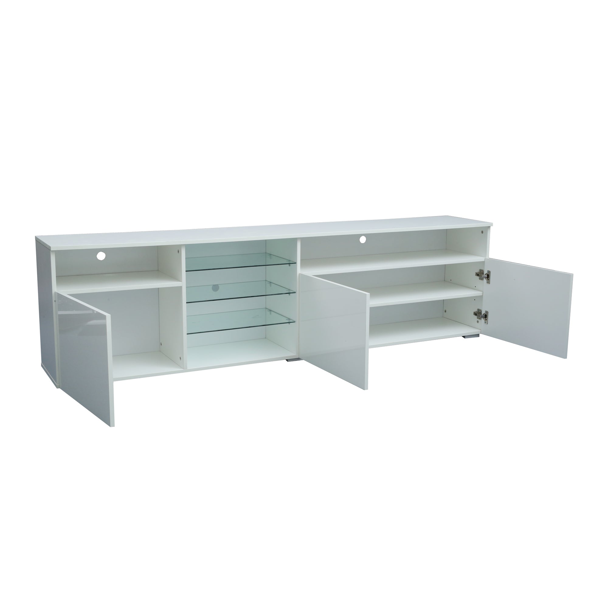 TV Stand  High Gloss Doors Modern TV Stand LED (White)