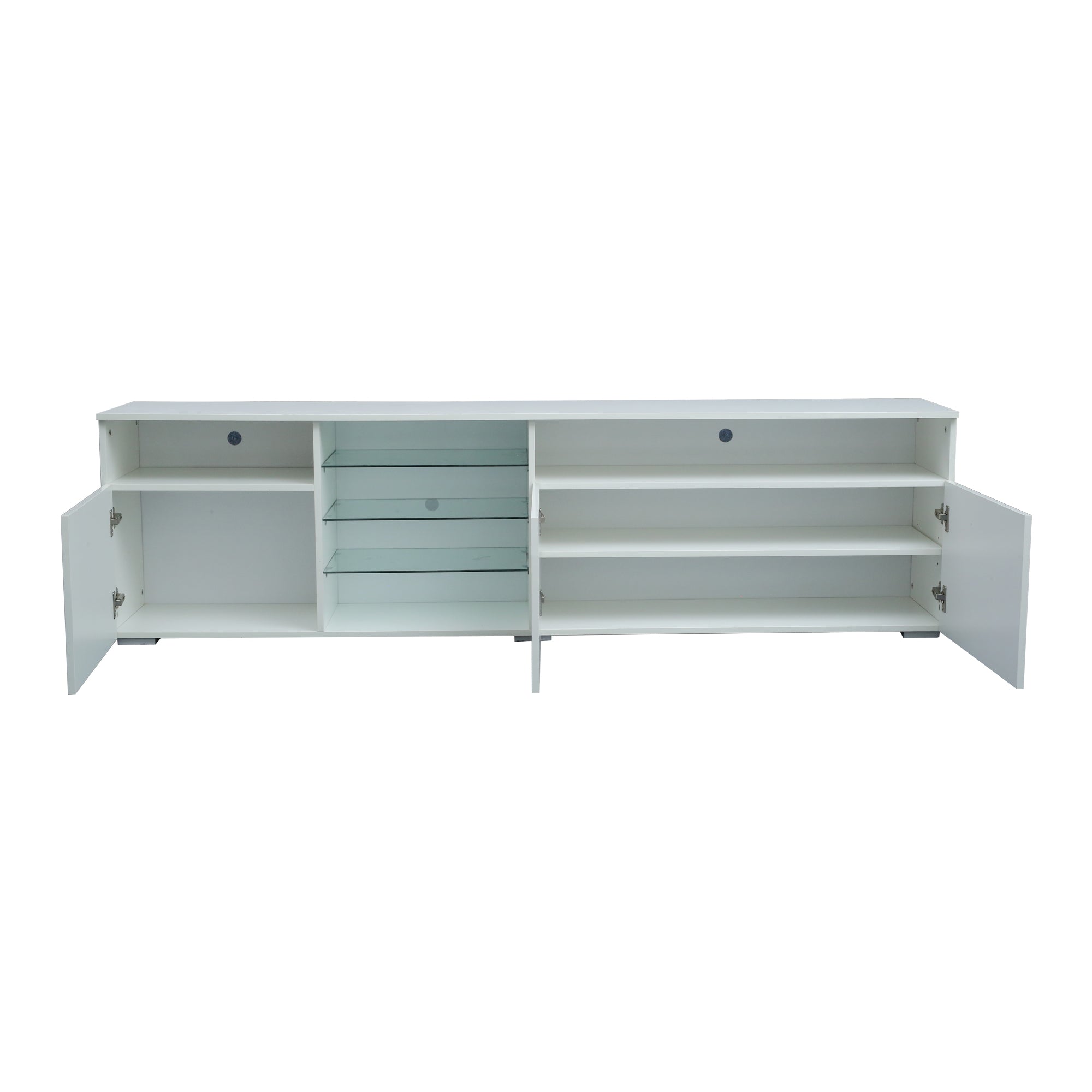 TV Stand  High Gloss Doors Modern TV Stand LED (White)