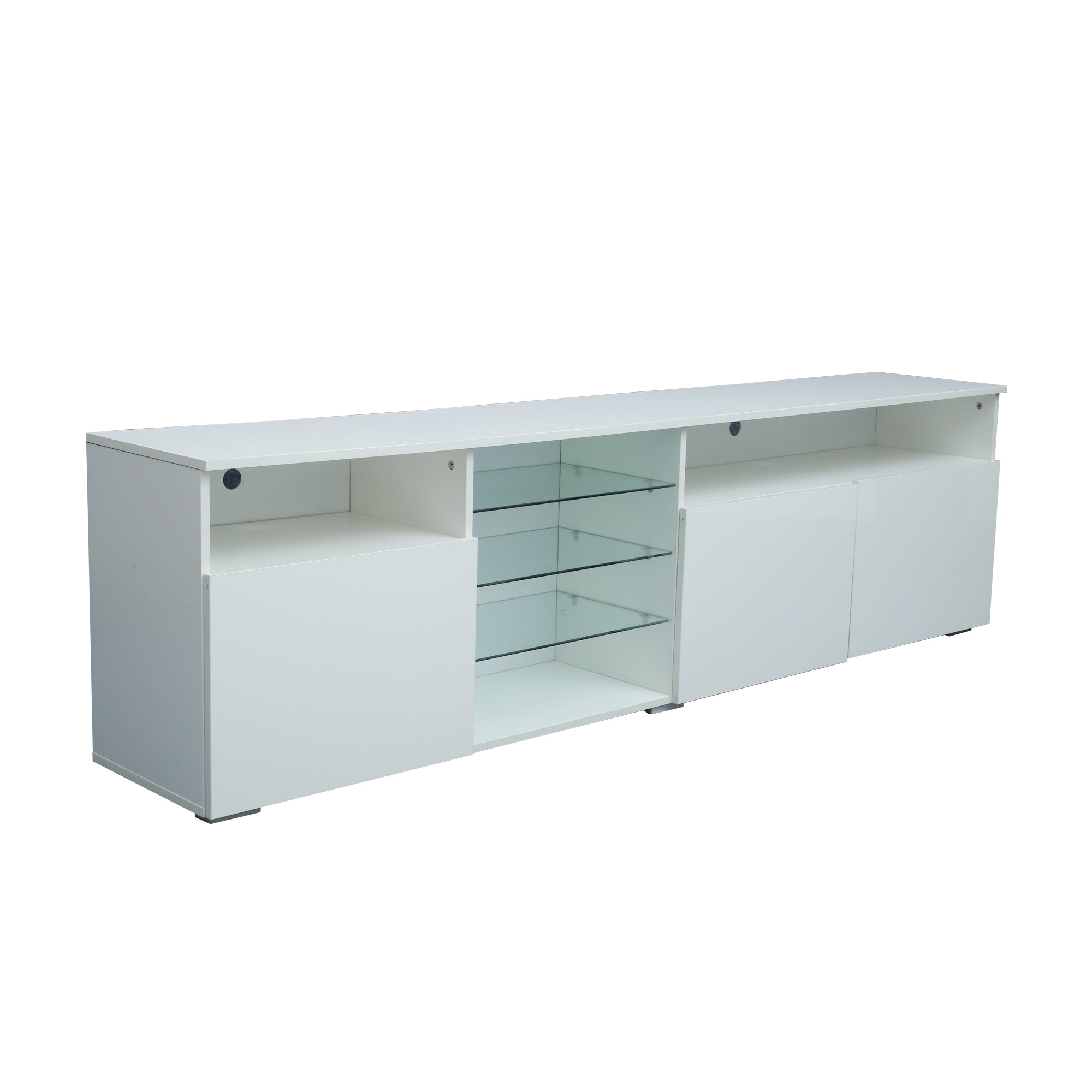 TV Stand  High Gloss Doors Modern TV Stand LED (White)