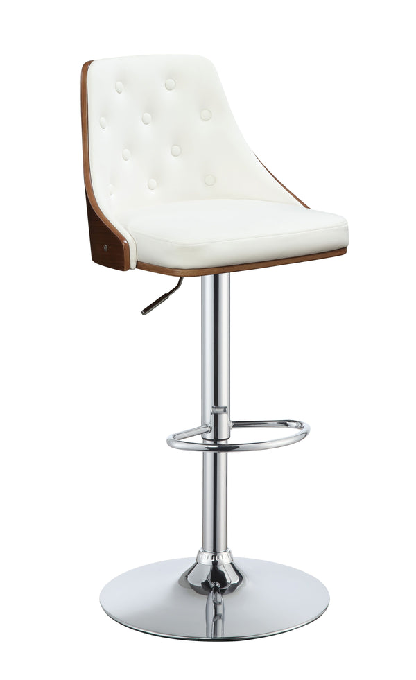 Camila Adjustable Stool (1Pc) in White PU  Walnut 96751