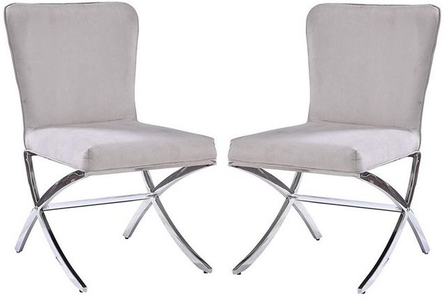 Daire Side Chair (Set-2) in Velvet  Chrome 71182