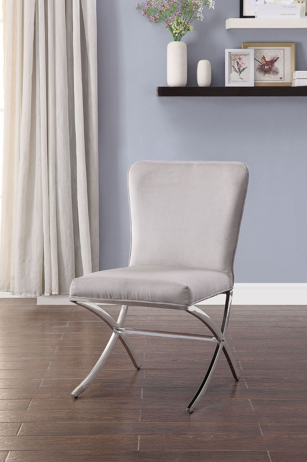 Daire Side Chair (Set-2) in Velvet  Chrome 71182