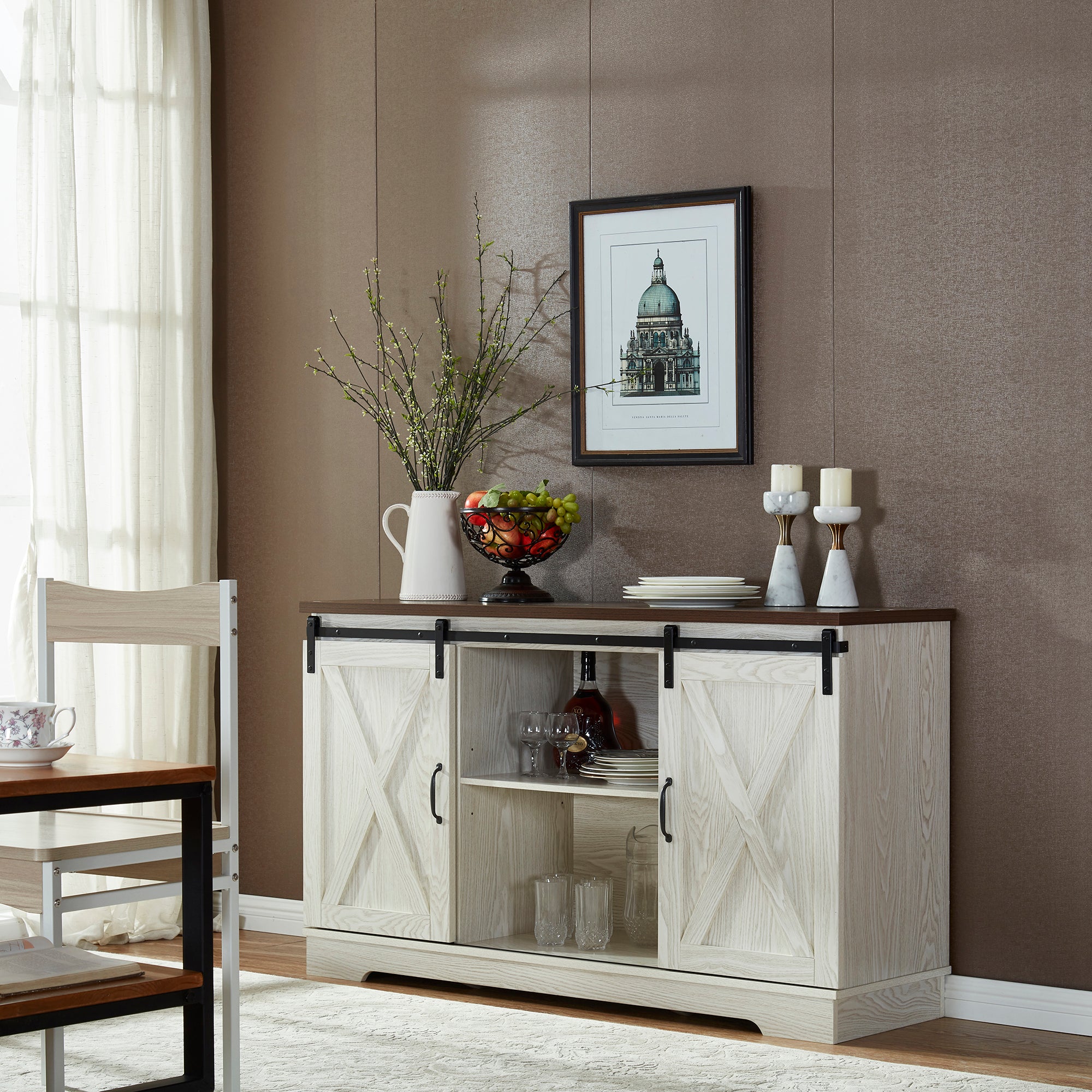 TV Stand with Sliding Barn Door