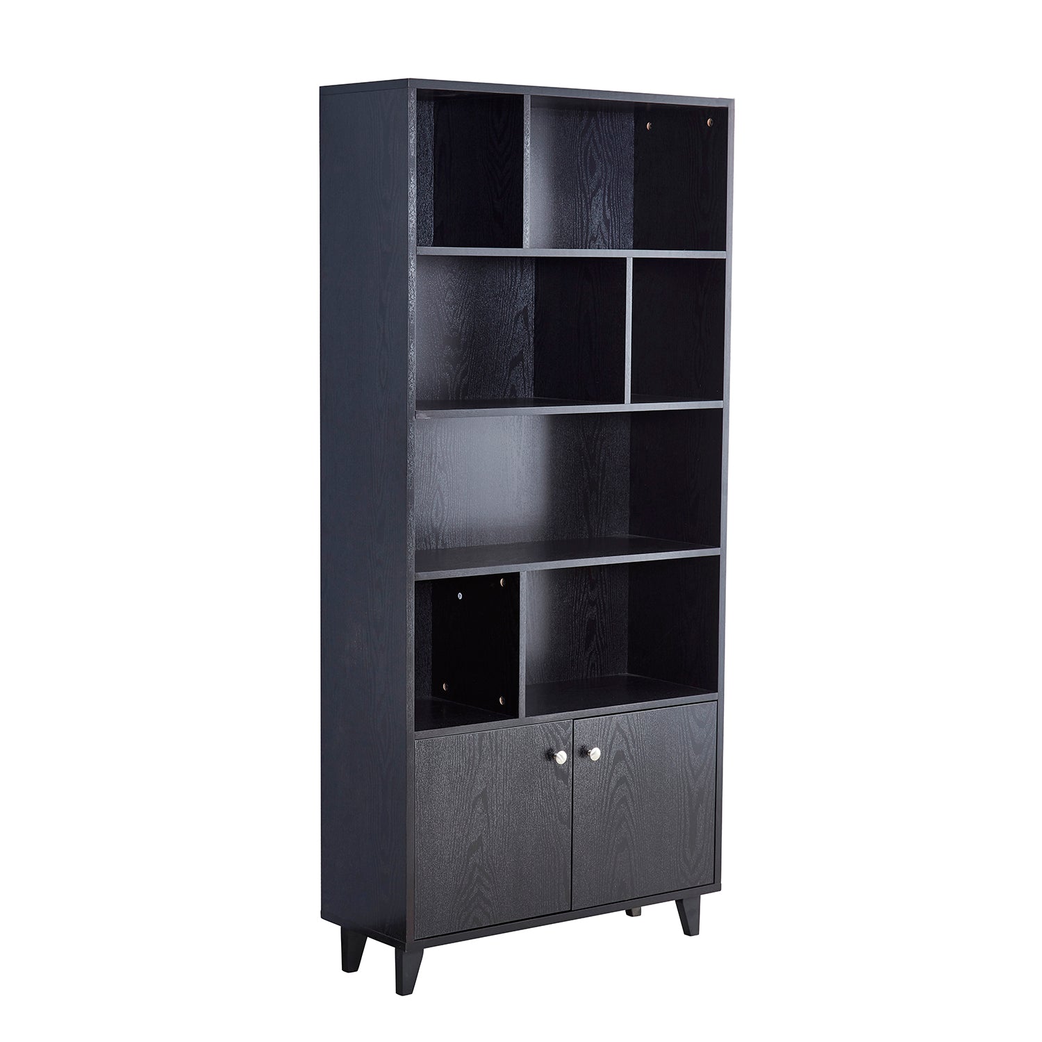 Bookcase with 2 Doors, Bookshelf,  Black