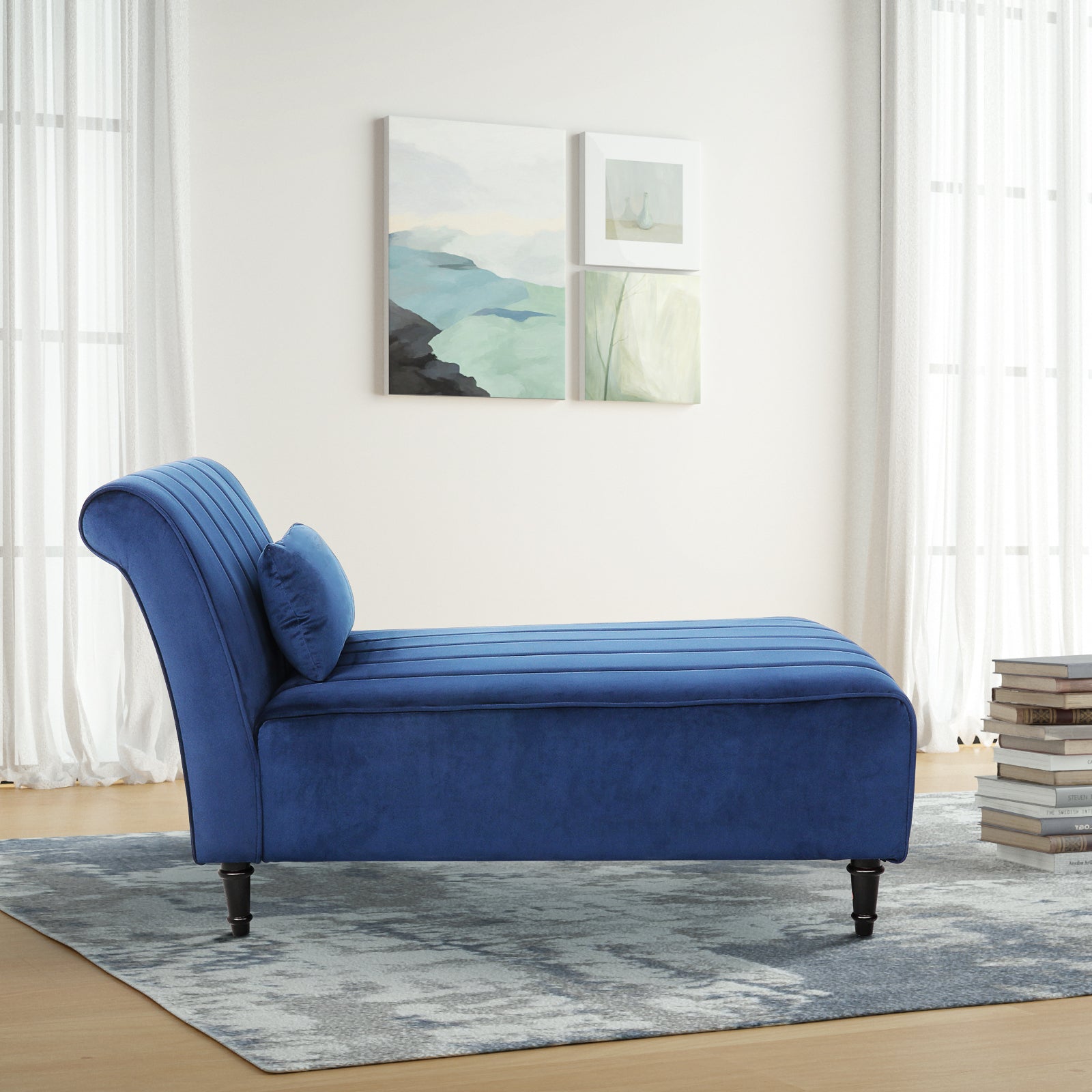 Chairone Armless Velvet Fabric Chaise Lounge