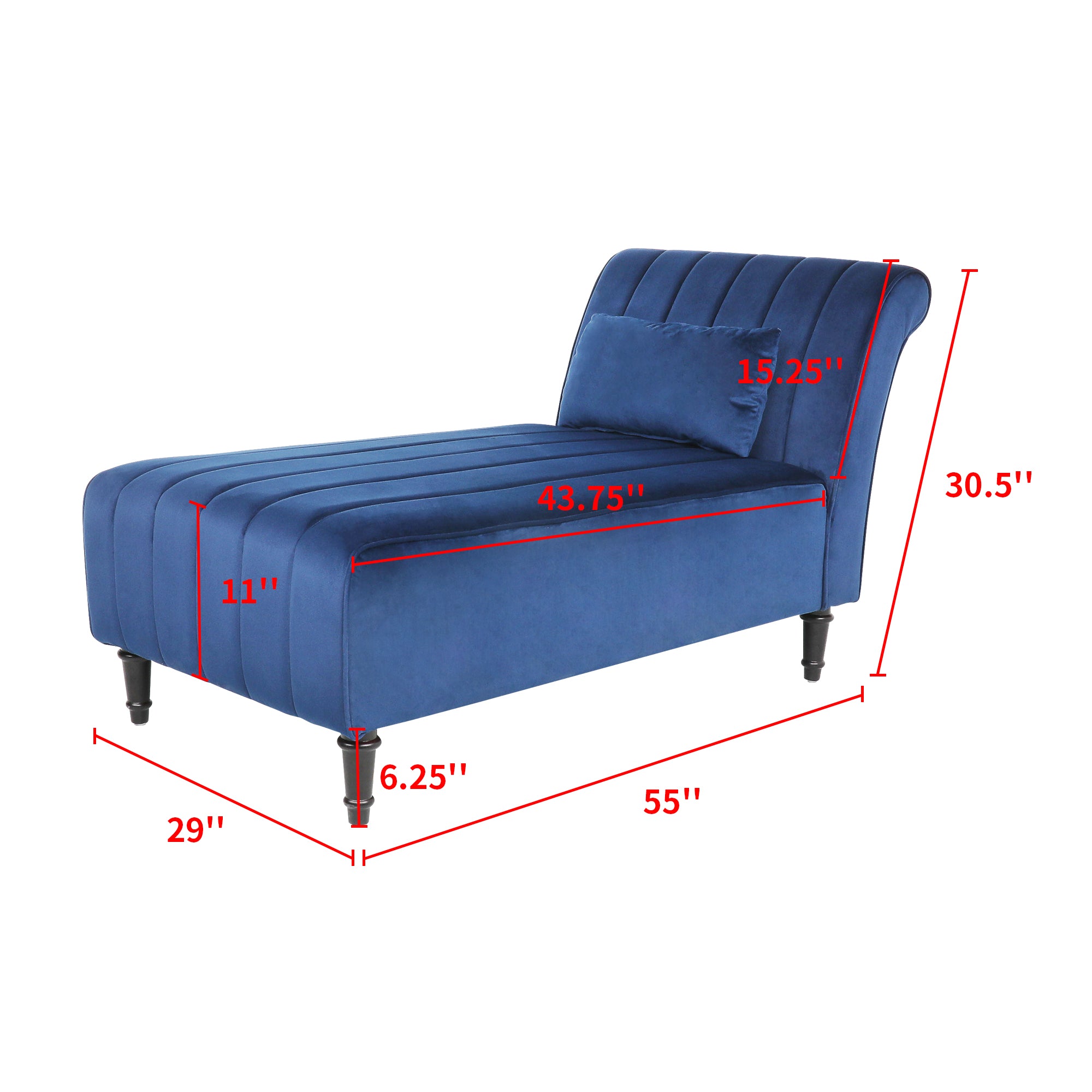 Chairone Armless Velvet Fabric Chaise Lounge