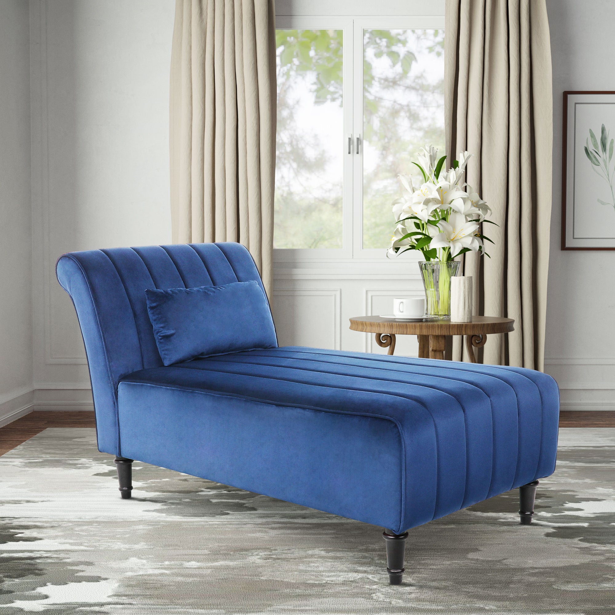 Chairone Armless Velvet Fabric Chaise Lounge