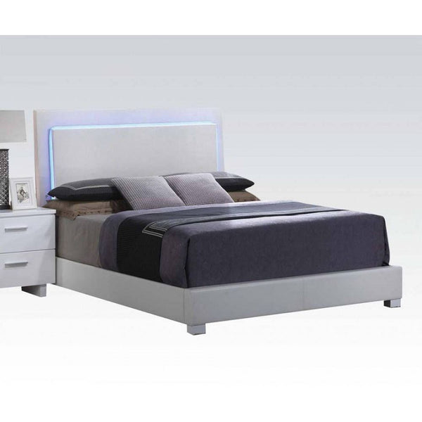 Lorimar Queen Bed in White PU & Chrome Leg 22640Q