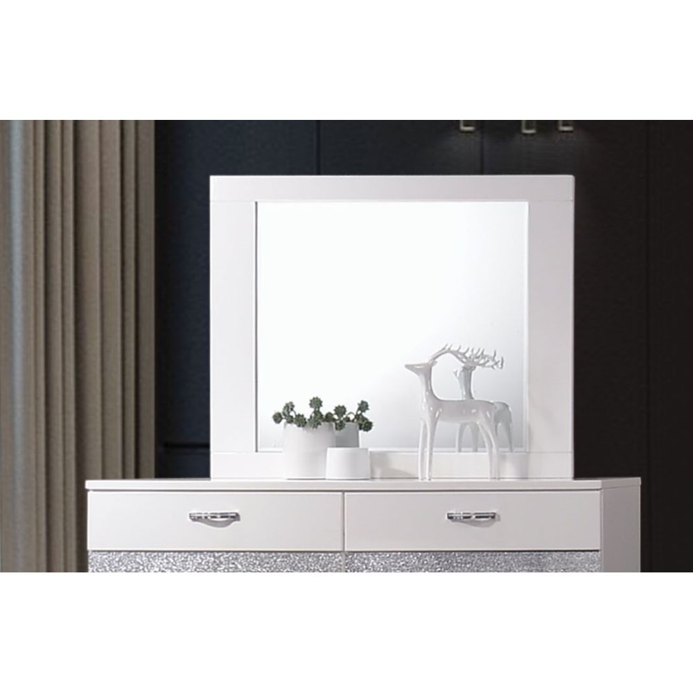 Naima II Mirror in White High Gloss 26774