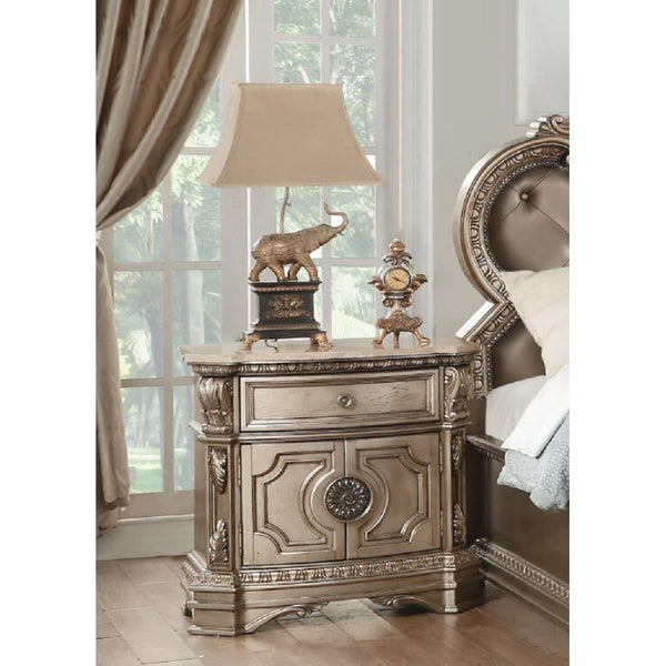 Northville Nightstand (MARBLE TOP) in Antique Silver 26934