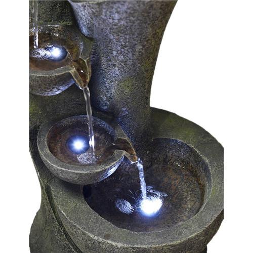 23.5inches Outdoor Water Fountain with LED Light for Outdoor Space or Indoor Decor