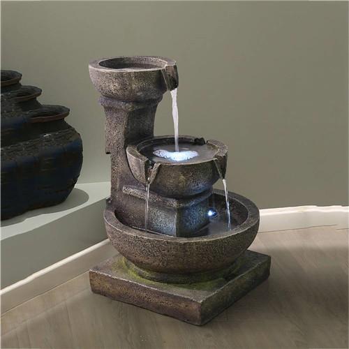 16inches Outdoor Water Fountain with LED Light for Outdoor Indoor Decor