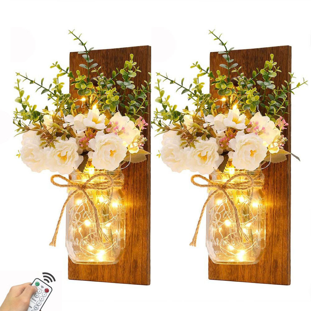 Mason Flower Wall Lamp Decoration