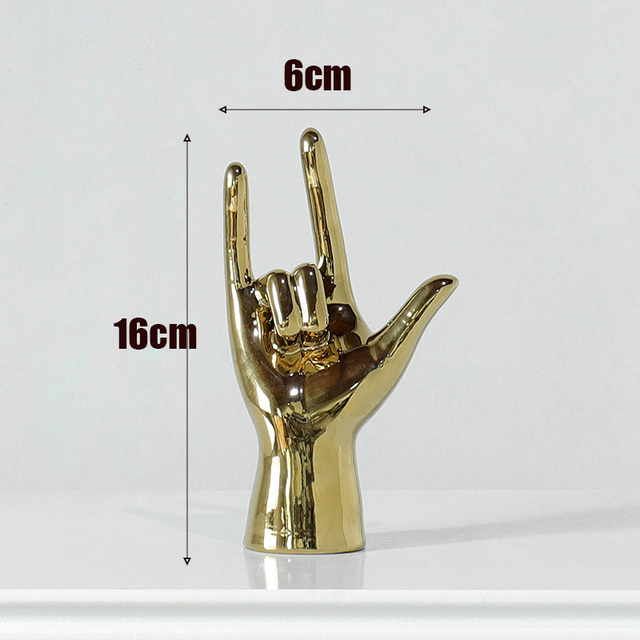 Gold Hand & Finger Gesture Figurine -  Gold Ornament Modern Home Decoration