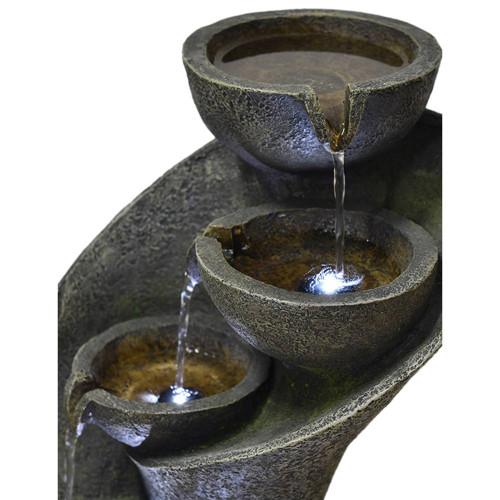 23.5inches Outdoor Water Fountain with LED Light for Outdoor Space or Indoor Decor