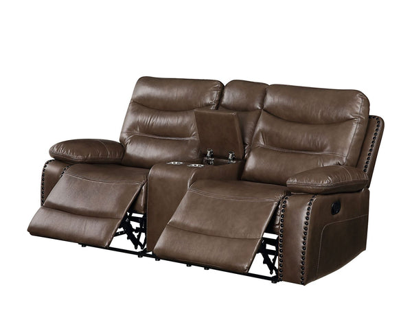 Aashi Loveseat w/Console (Motion), Brown Leather-Gel Match 55421