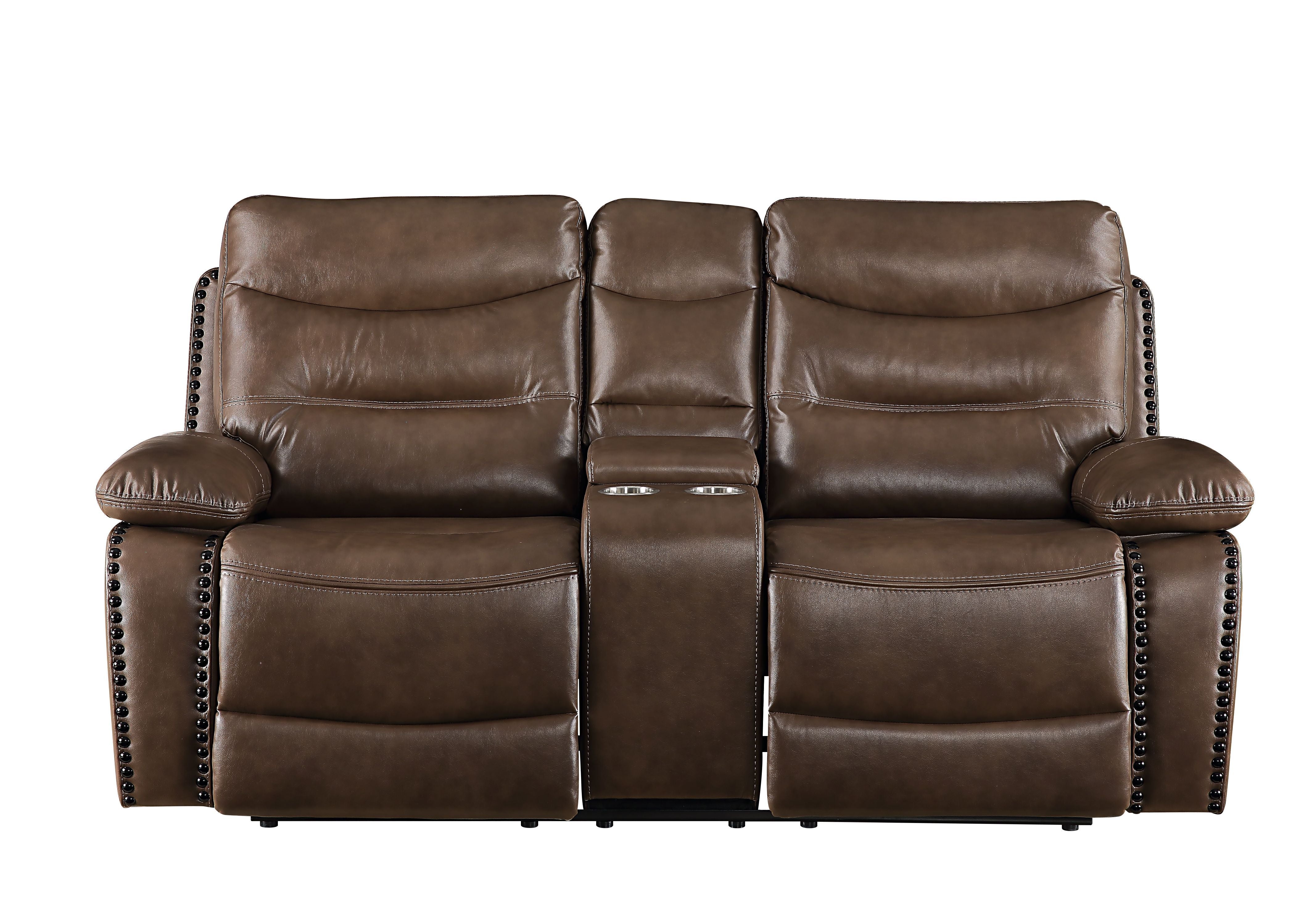 Aashi Loveseat w/Console (Motion), Brown Leather-Gel Match 55421